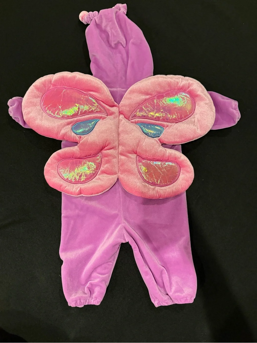 Plush Butterfly Hooded One-Piece Costume - Purple & Pink